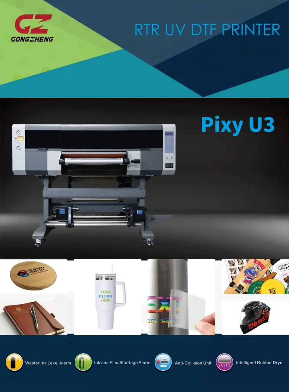 Gongzheng Pixy U3 - Masaüstü UV ve UV DTF Baskı Makineleri