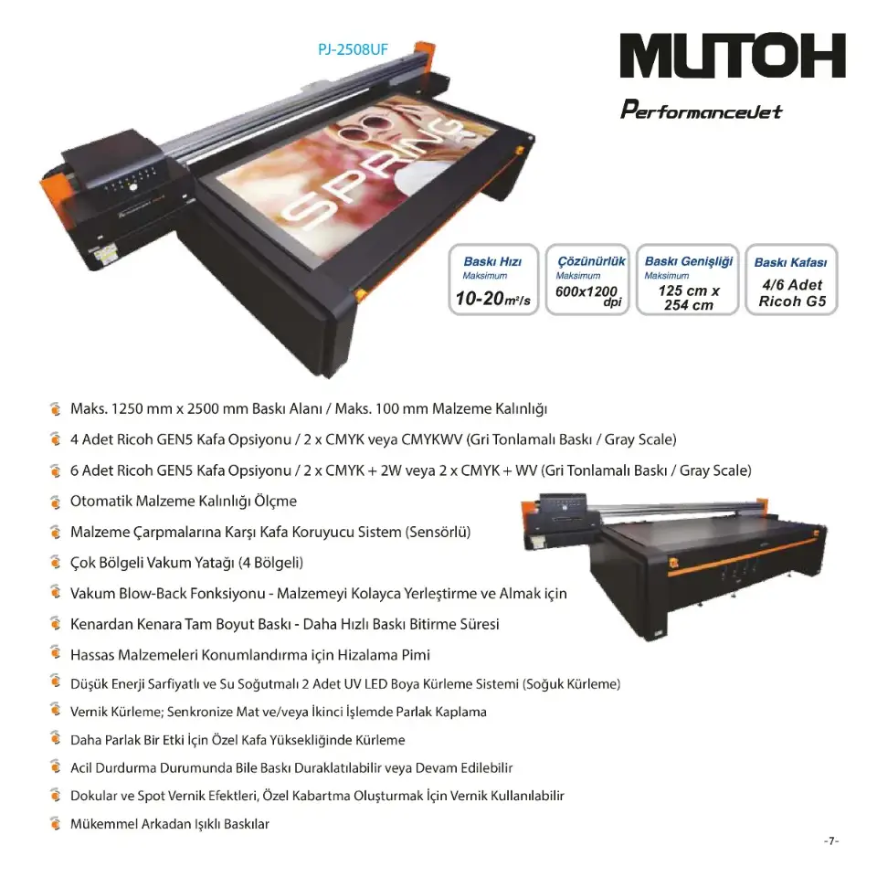 Mutoh PerformansJet PJ-2508UF - UV Flatbed Baskı Makineleri