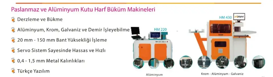 Paslanmaz ve Alüminyum Kutu Harf Büküm Makineleri HM 220 - Kutu Harf Büküm Makineleri