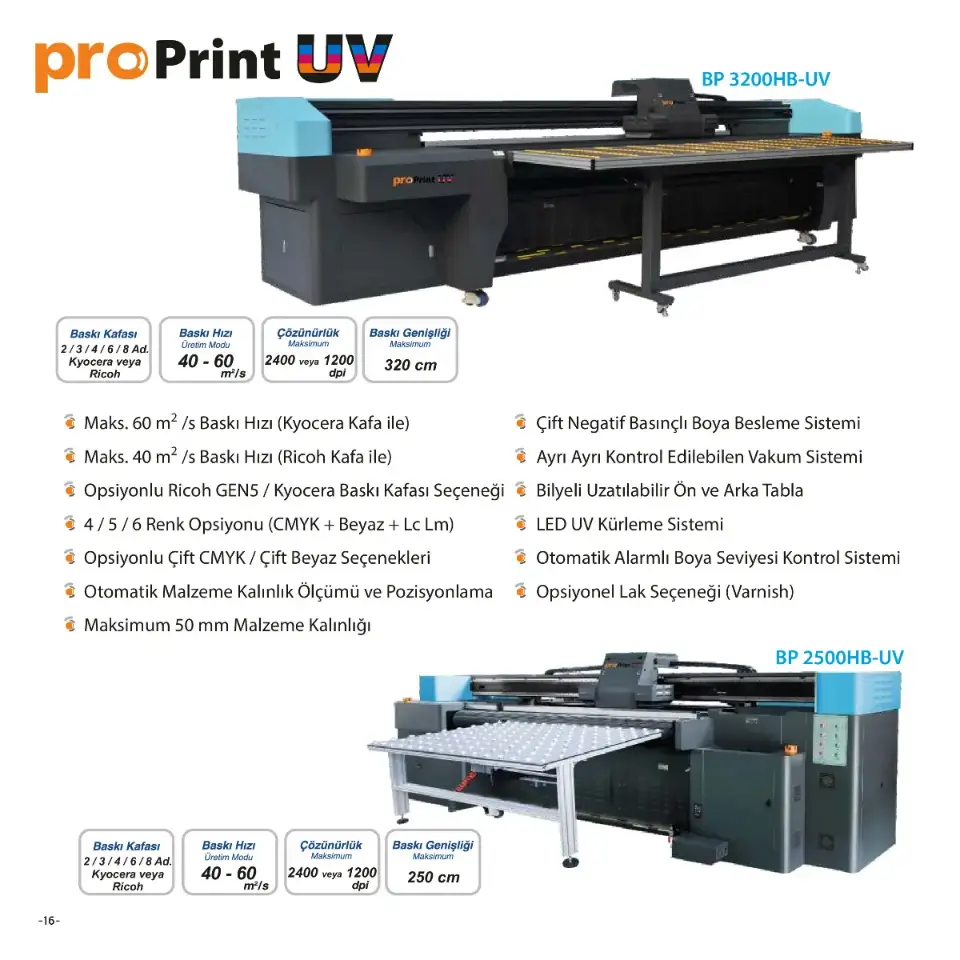ProPrint UV BP 3200HB-UV - Hibrit UV Baskı Makineleri